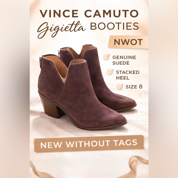 Vince Camuto Shoes - Vince Camuto Gigietta Brown Suede Western Ankle Booties NWOT Size 8
